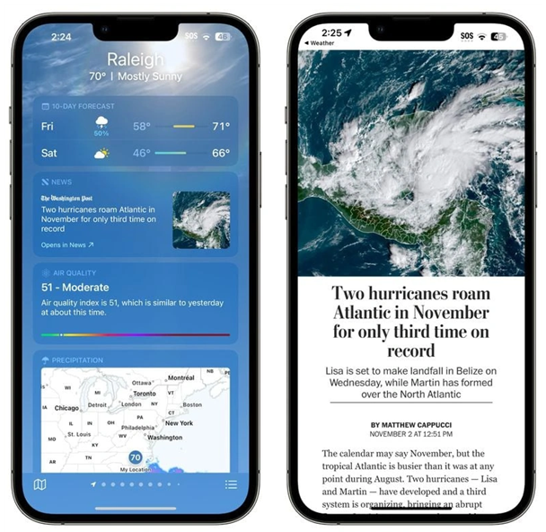 芮城苹果14维修分享iPhone 14手机如何看天气时顺带看新闻 